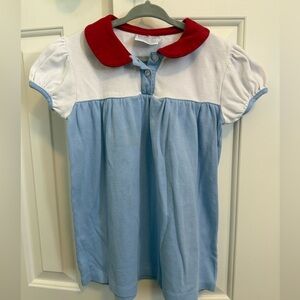 Little English Cotton Red White and Blue Girls Dress Size 6 STAINS